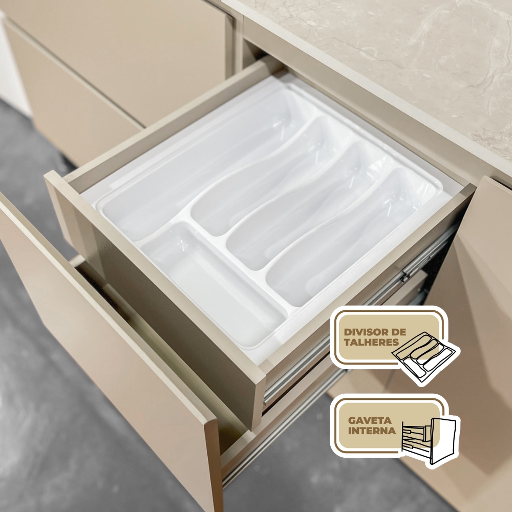 Cozinha Modulada 06 Peças 222cm 3035ART Freijo Vanilla Riscatto Freijo KTP