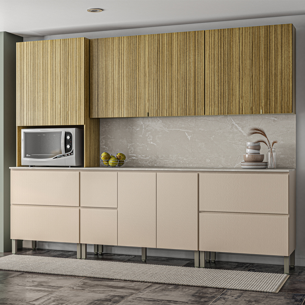 Cozinha Modulada 07 Peças 222cm 3034ART Freijo Vanilla Riscatto Freijo KTP