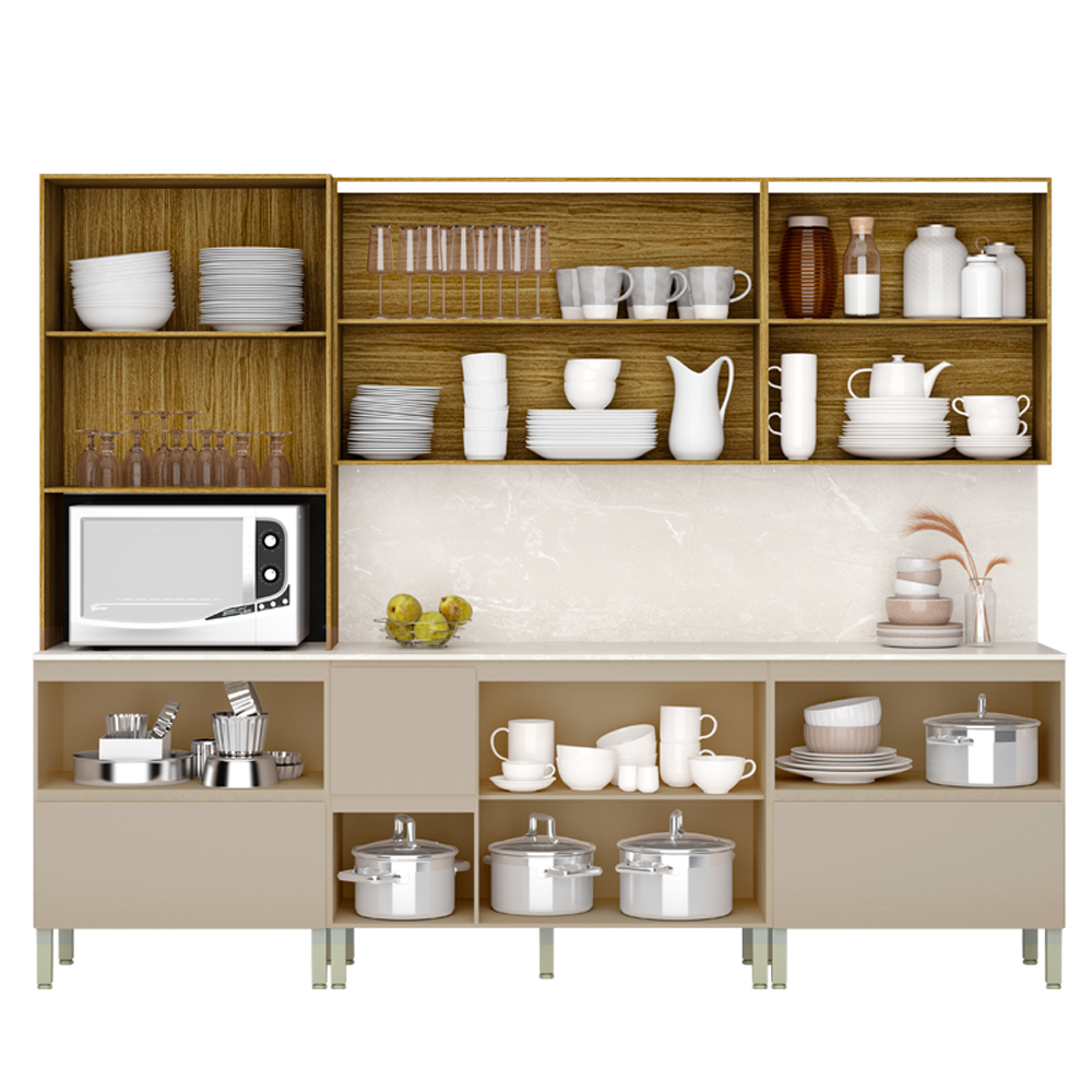 Cozinha Modulada 07 Peças 222cm 3034ART Freijo Vanilla Riscatto Freijo KTP