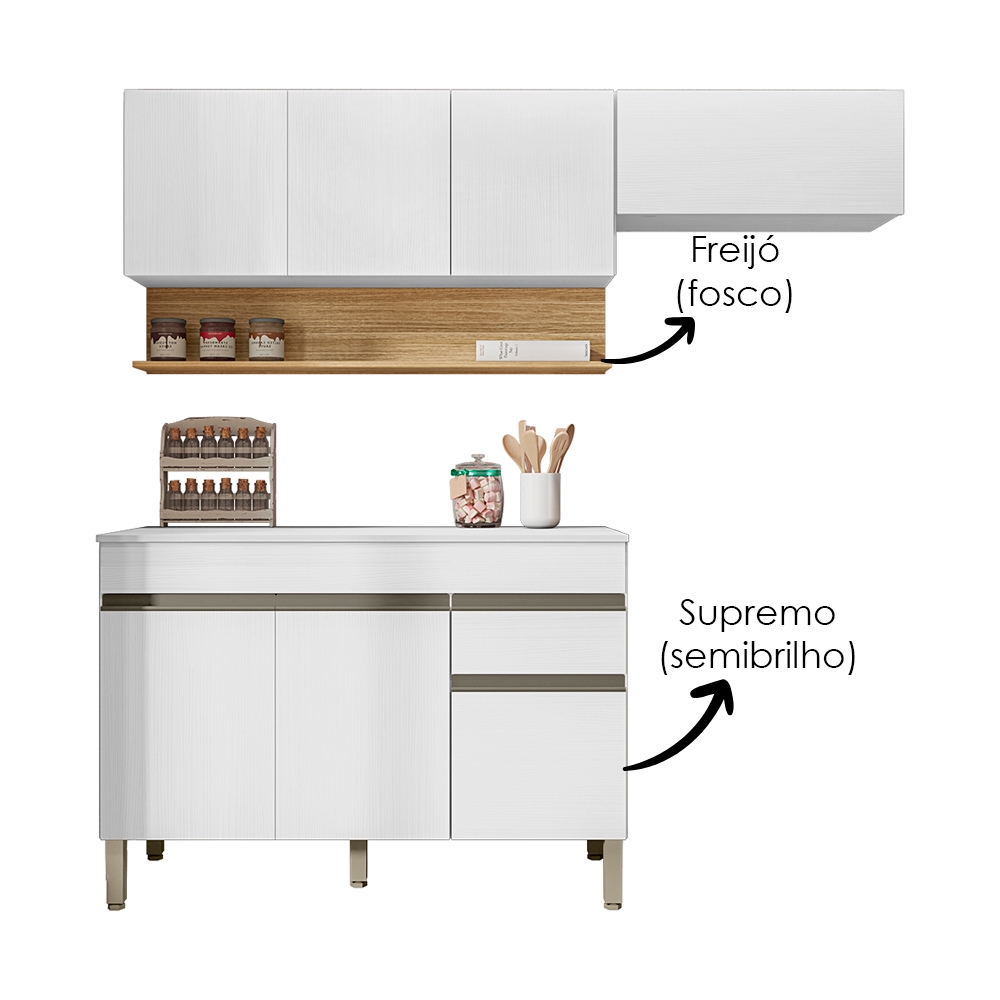 Cozinha Modulada 3 Pecas Balcao Com Tampo Line Supremo Cp Freijo KTP