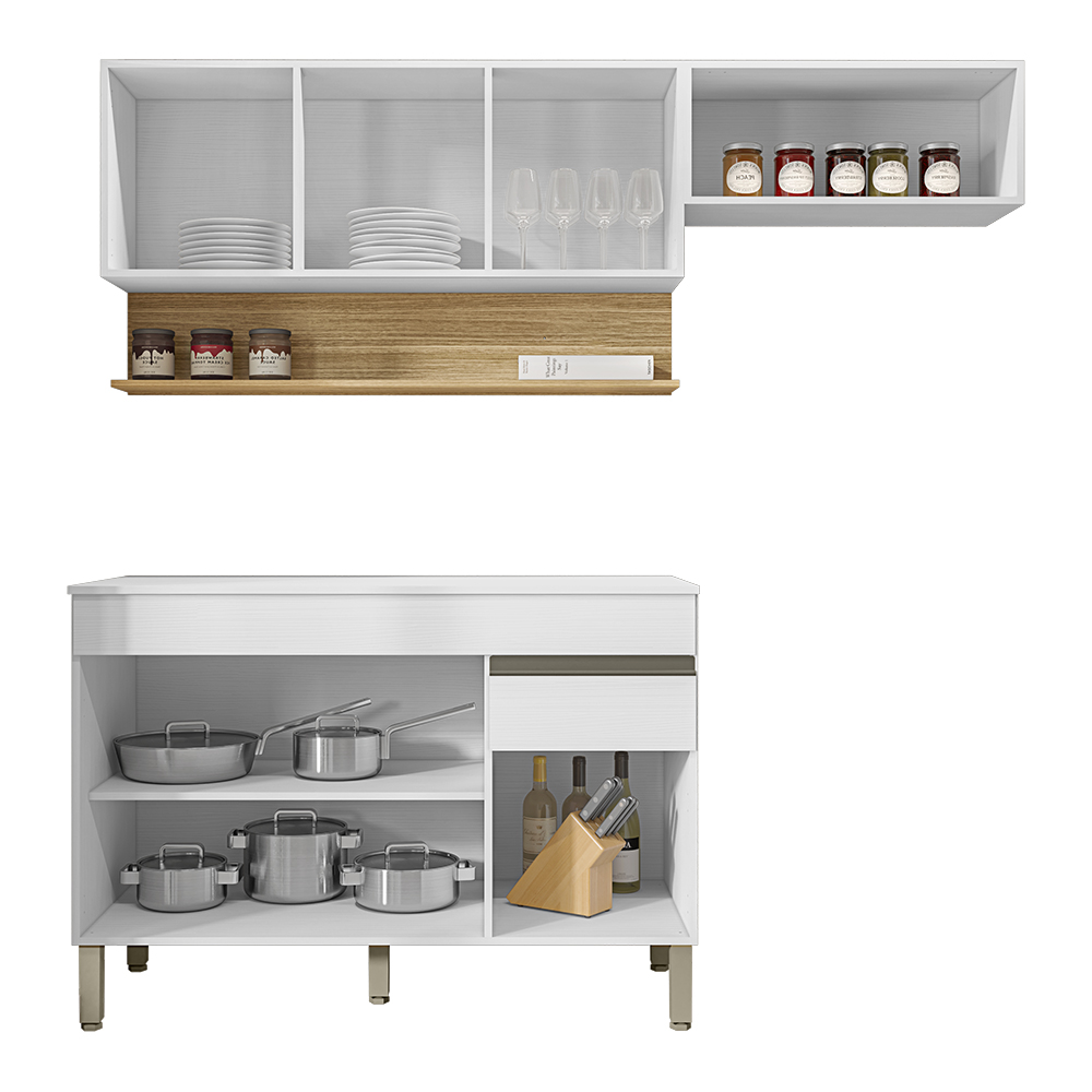 Cozinha Modulada 3 Pecas Balcao Com Tampo Line Supremo Cp Freijo KTP