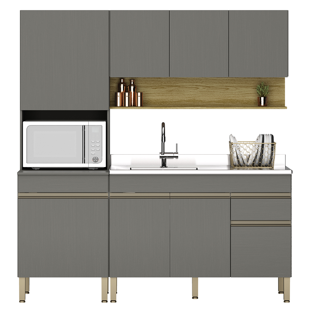 Cozinha Modulada 3 Pecas Balcao Pia 3023 Line Gris Cp Freijo KTP