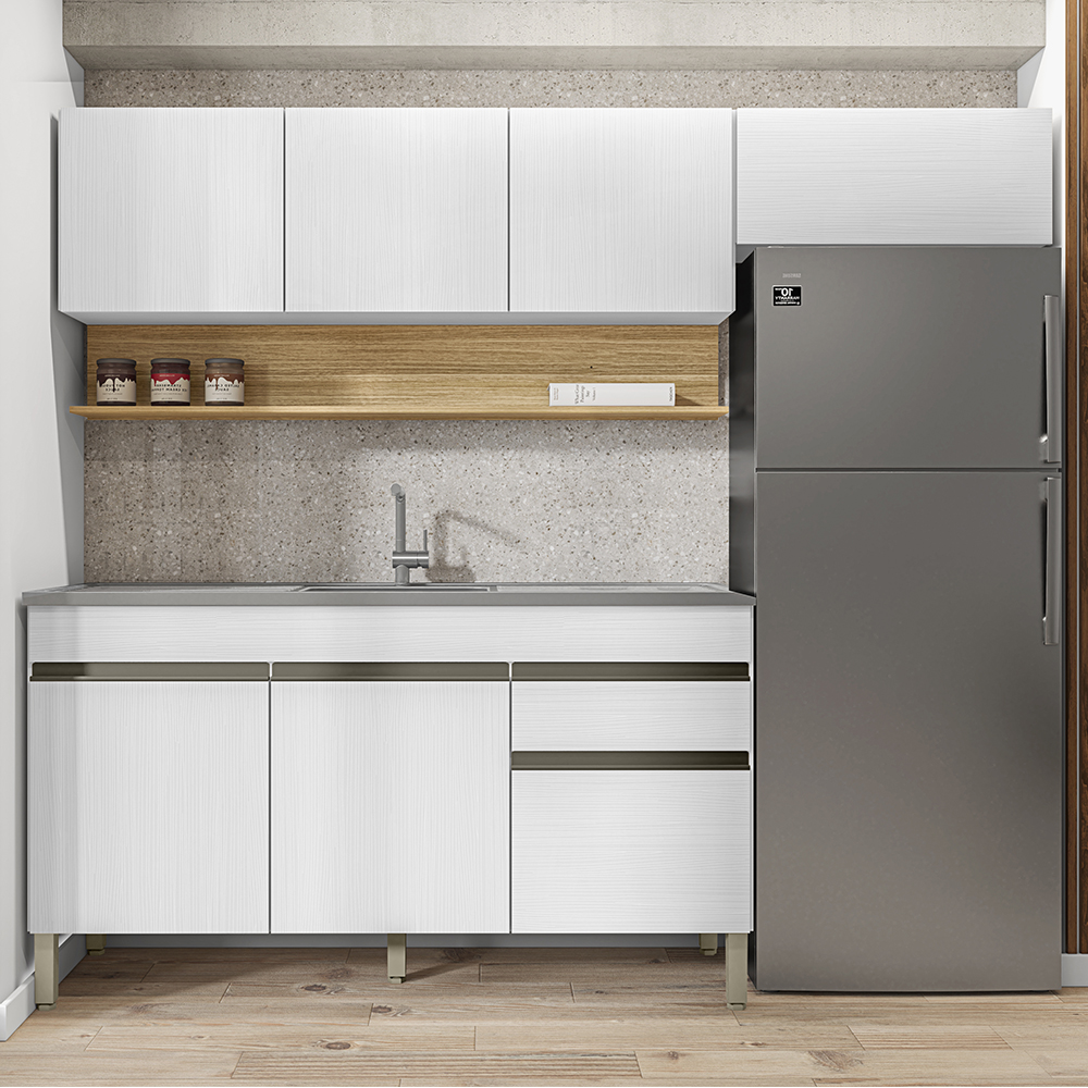 Cozinha Modulada 3 Pecas Com Balcao Pia Line Supremo Cp Freijo KTP