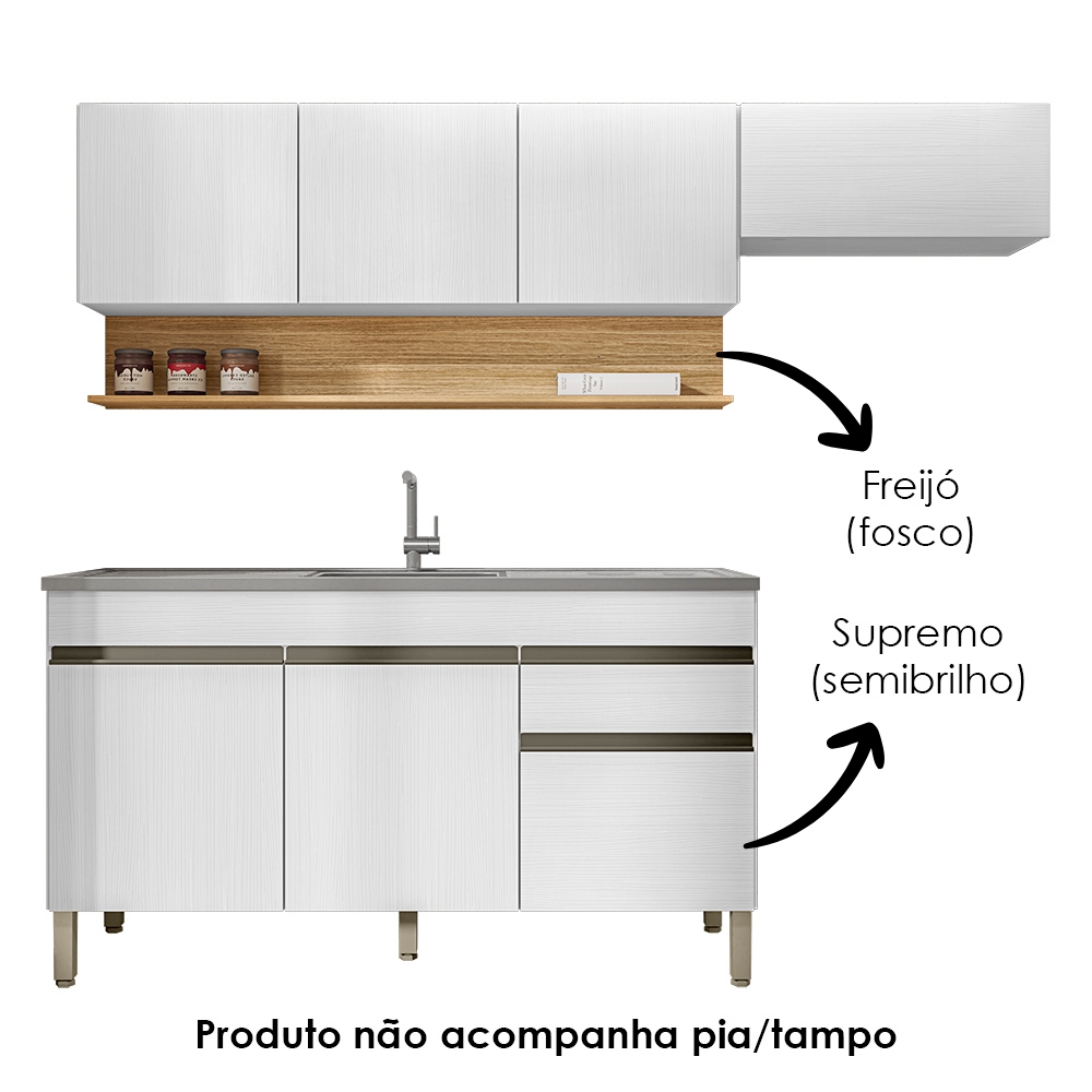 Cozinha Modulada 3 Pecas Com Balcao Pia Line Supremo Cp Freijo KTP