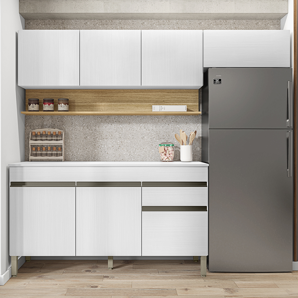Cozinha Modulada 3 Pecas Com Balcao Tampo Line Supremo Cp Freijo KTP