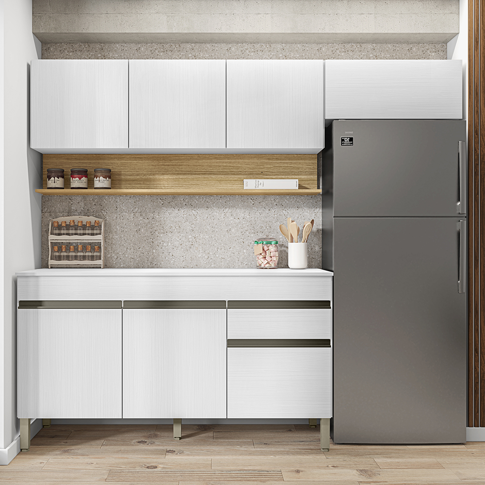 Cozinha Modulada 3 Pecas Com Balcao Tampo Line Supremo Cp Freijo KTP