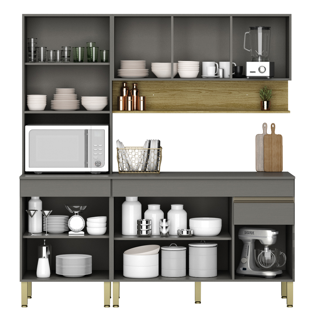 Cozinha Modulada 3 Pecas Line Gris Cp Freijo KTP