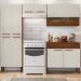 Cozinha Modulada 4 Peças 222cm 2936 Nogueira Off White Ripado KTP
