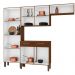 Cozinha Modulada 4 Peças 222cm 2936 Nogueira Off White Ripado KTP