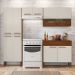 Cozinha Modulada 4 Peças 222cm 2936 Nogueira Off White Ripado KTP