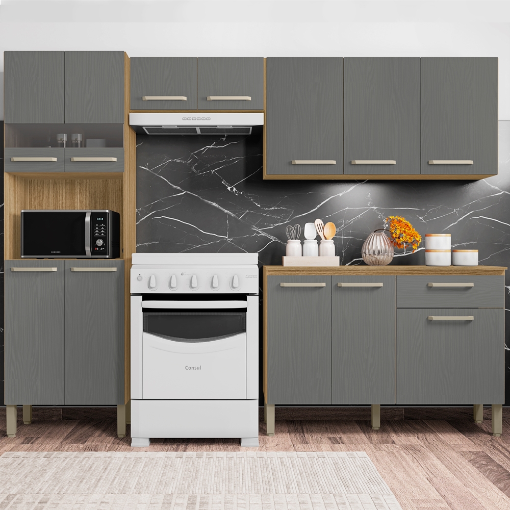 Cozinha Modulada 4 Peças 250cm 2918 Freijo Gris KTP