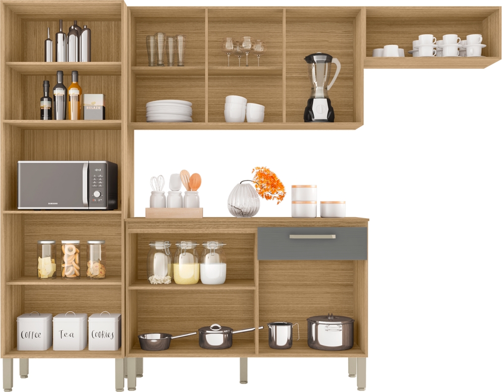 Cozinha Modulada 4 Peças 250cm 2918 Freijo Gris KTP