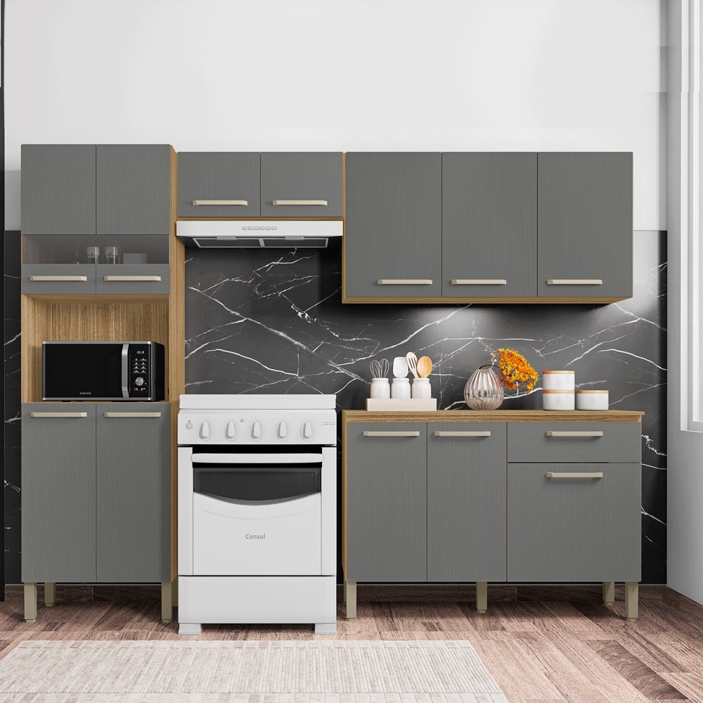 Cozinha Modulada 4 Peças 250cm 2918 Freijo Gris KTP