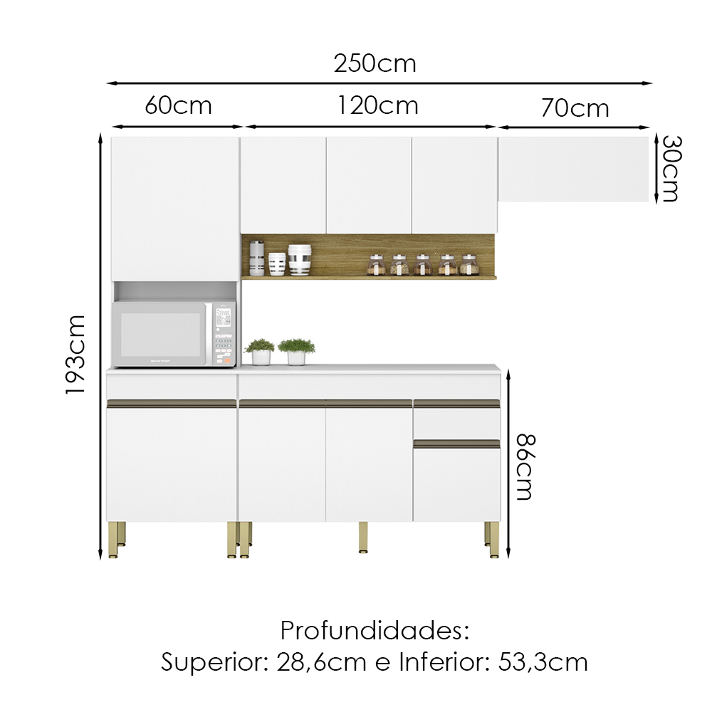 Cozinha Modulada 4 Pecas Balcao Com Tampo Line Supremo Cp Freijo KTP