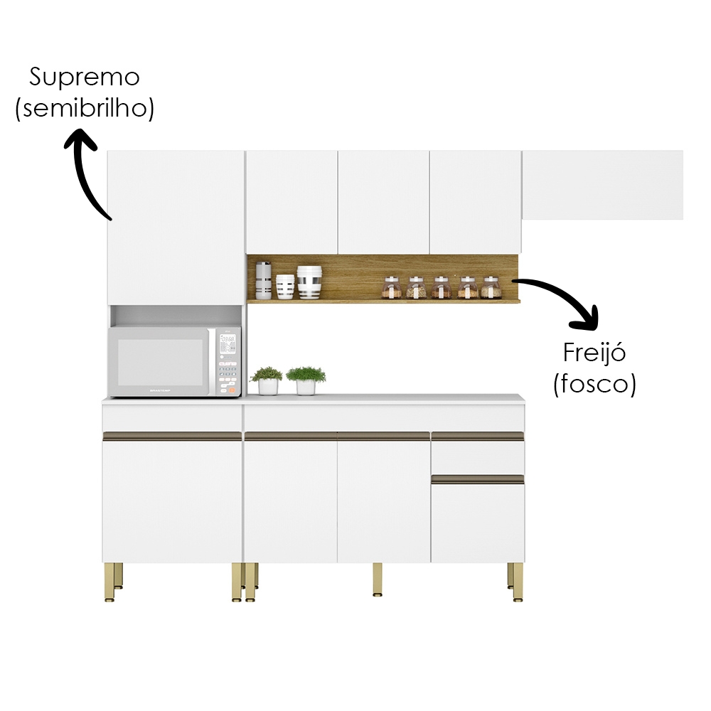 Cozinha Modulada 4 Pecas Balcao Com Tampo Line Supremo Cp Freijo KTP