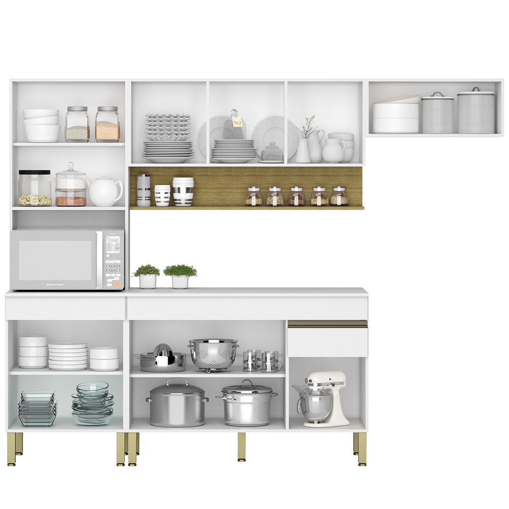 Cozinha Modulada 4 Pecas Balcao Com Tampo Line Supremo Cp Freijo KTP
