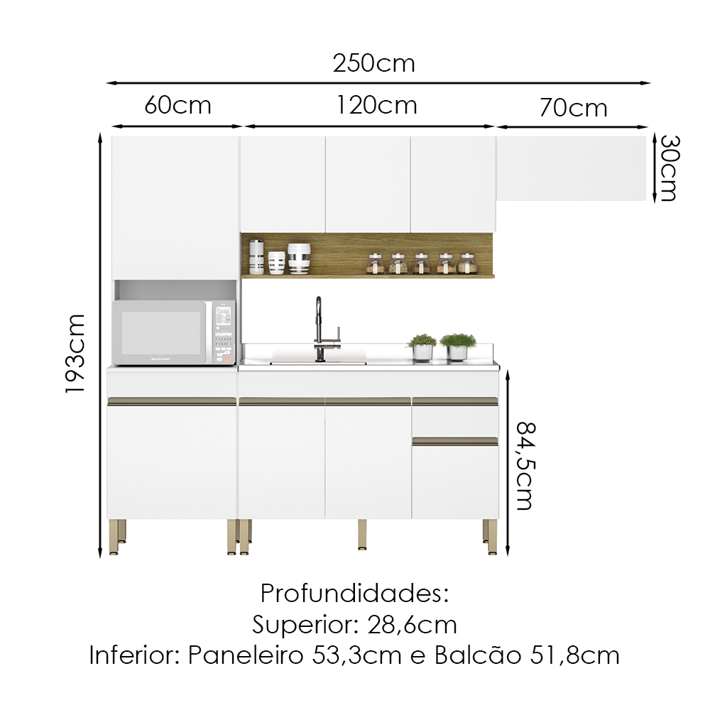 Cozinha Modulada 4 Pecas Balcao Pia Line Supremo Cp Freijo KTP
