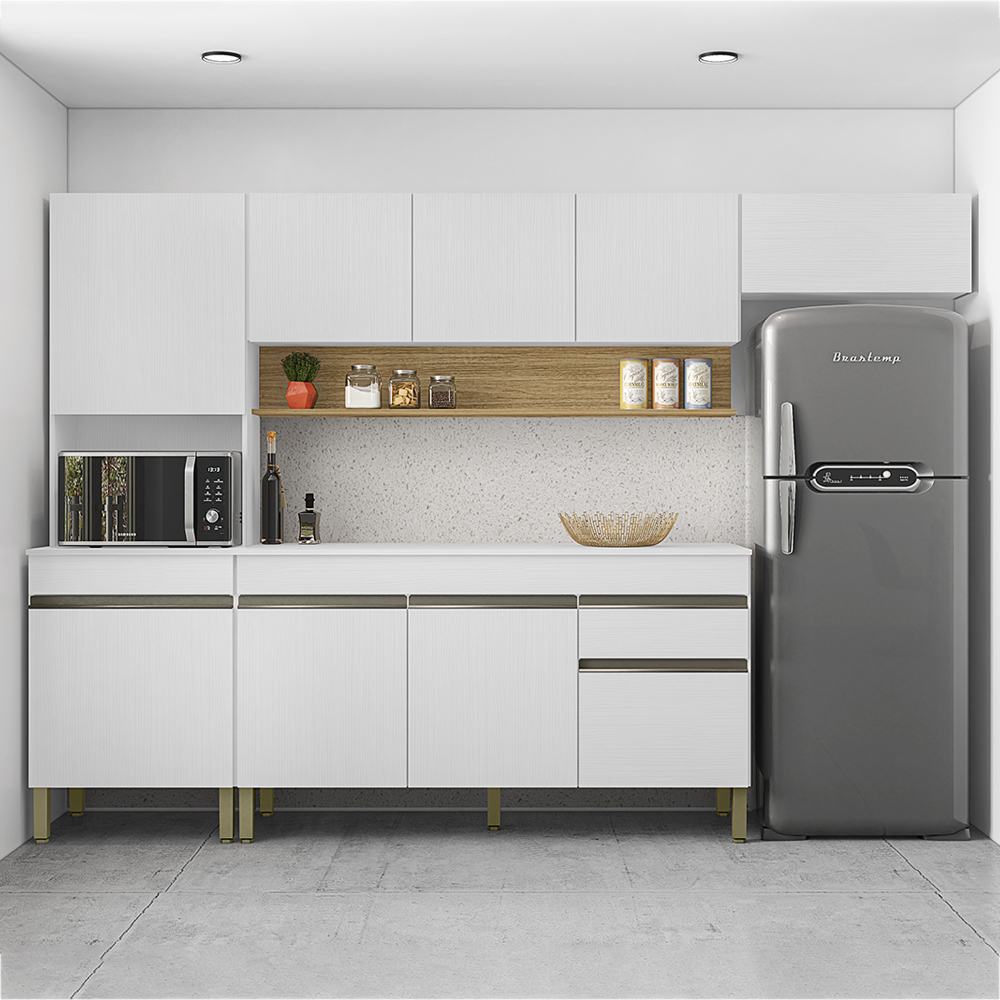 Cozinha Modulada 4 Pecas Com Balcao Tampo Line Supremo Cp Freijo KTP