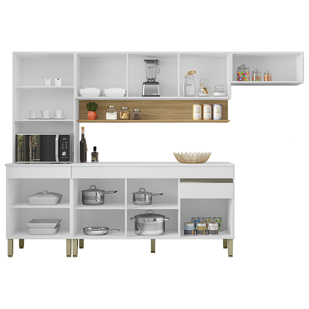 Cozinha Modulada 4 Pecas Com Balcao Tampo Line Supremo Cp Freijo KTP