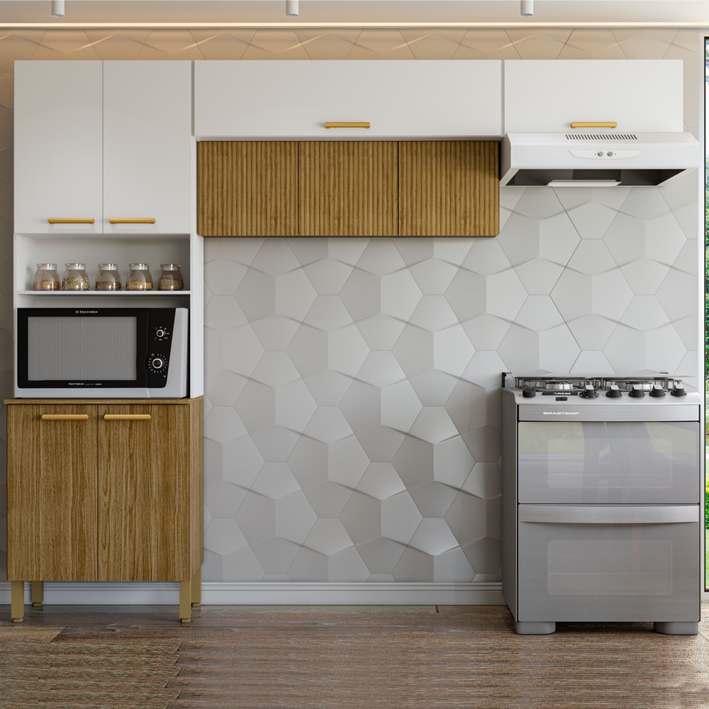 Cozinha Modulada 6 portas 2972 Freijo Supremo Ripado KTP