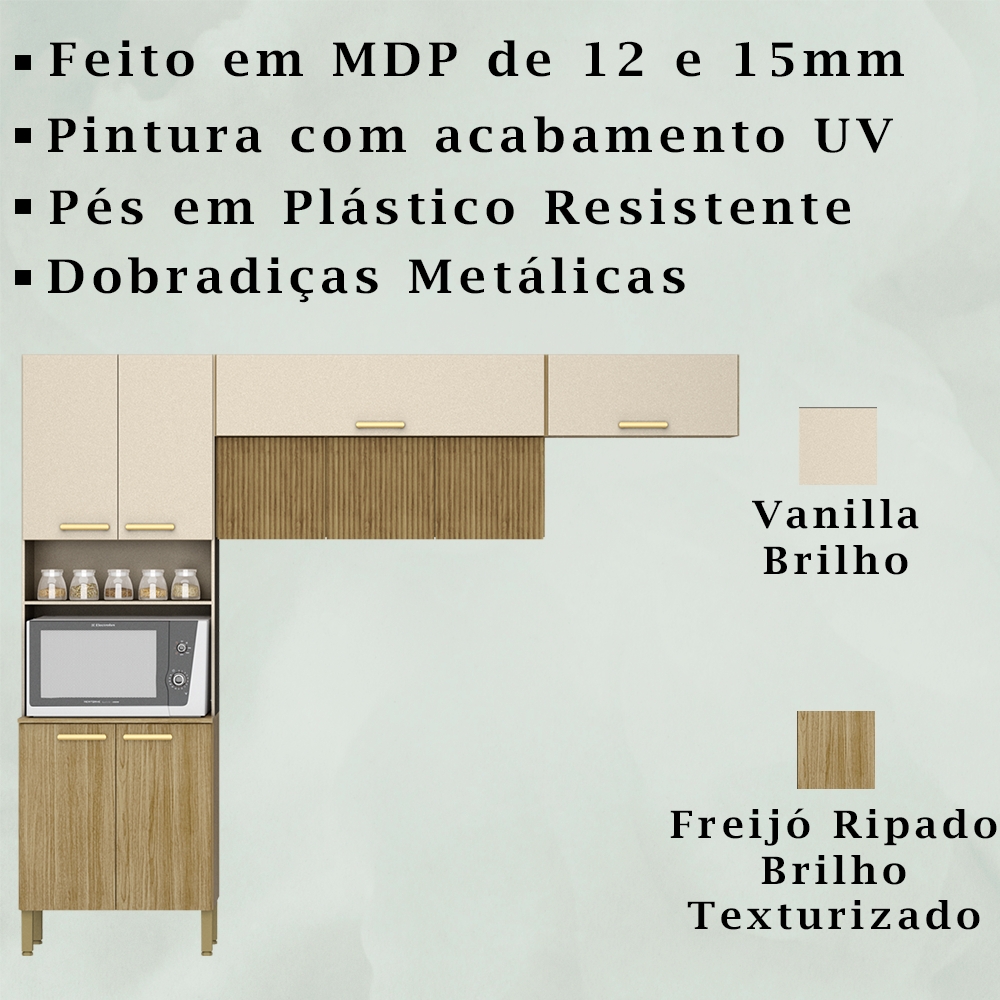 Cozinha Modulada 6 portas 2972 Freijo Vanilla Ripado KTP