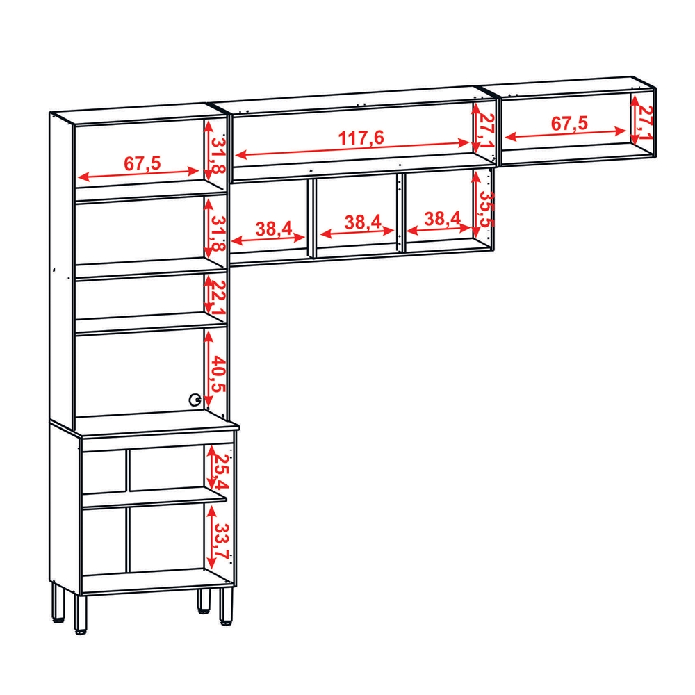 Cozinha Modulada 6 portas 2972 Freijo Vanilla Ripado KTP