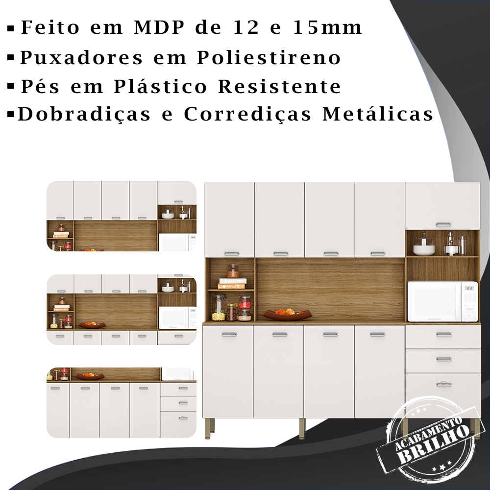 Kit Armario Cozinha 10 Portas 2983 Freijo Supremo KTP