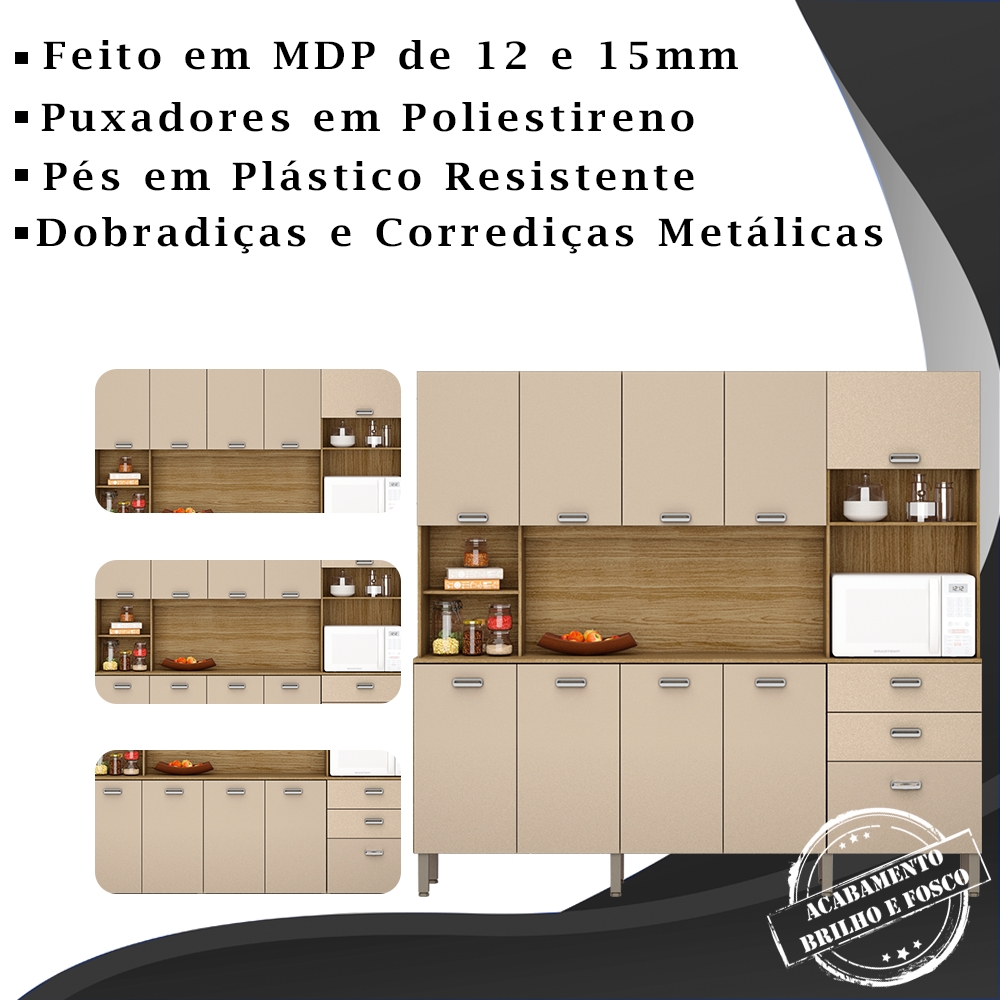 Kit Armario Cozinha 10 Portas 2983 Freijo Vanilla KTP