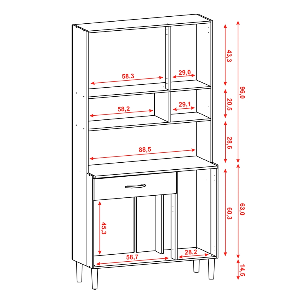 Kit Armario Cozinha 6 Portas 196GD Freijo Gris KTP