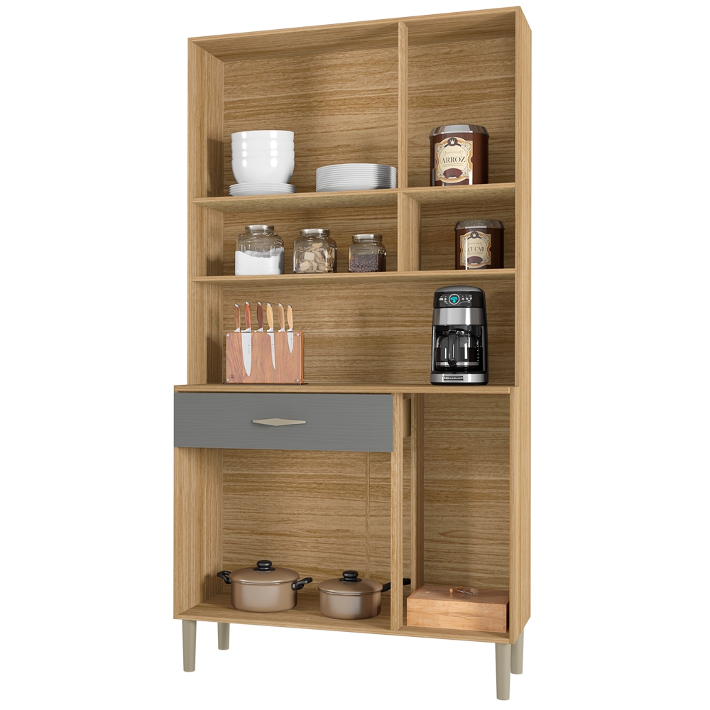 Kit Armario Cozinha 6 Portas 196GD Freijo Gris KTP