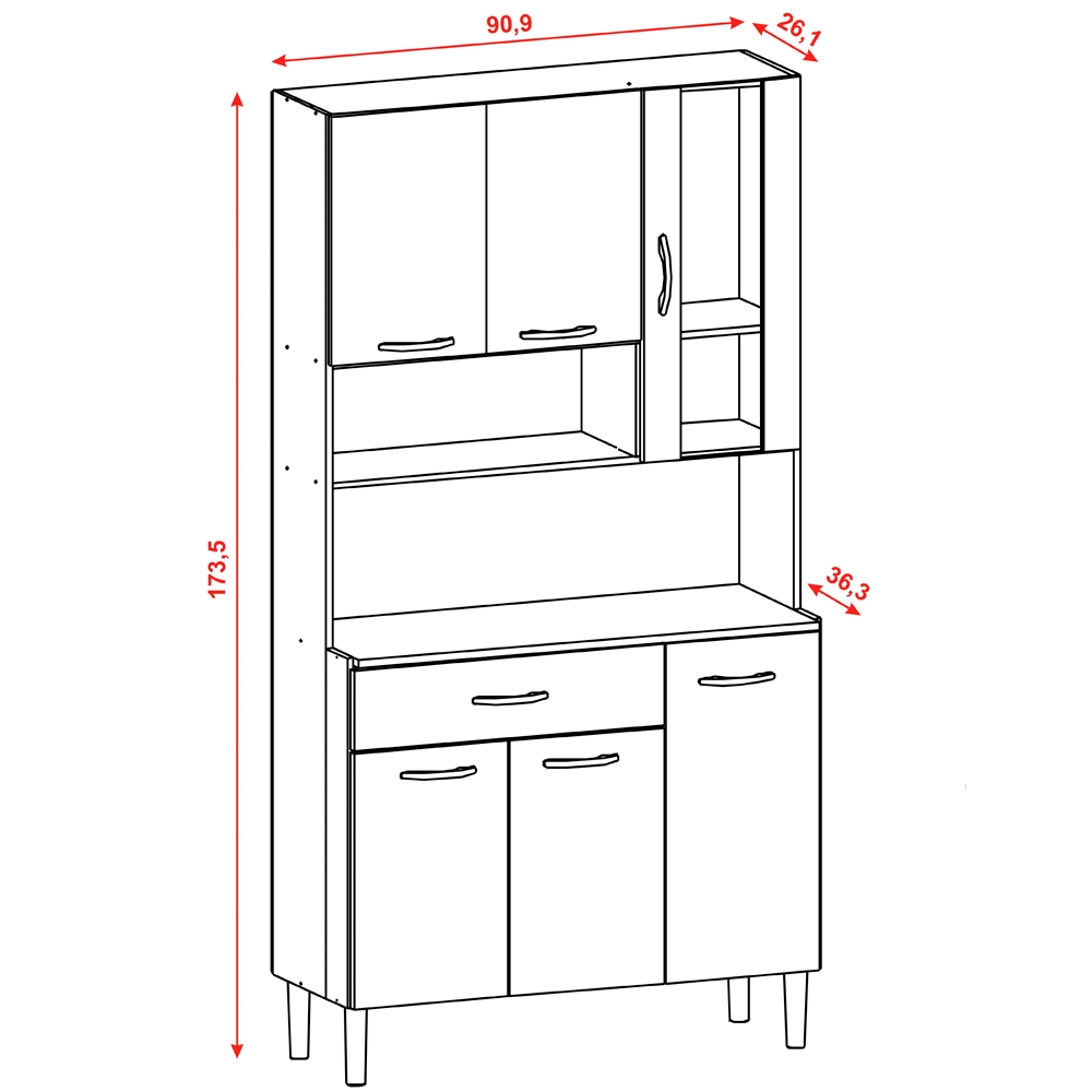 Kit Armario Cozinha 6 Portas 196GD Freijo Supremo KTP
