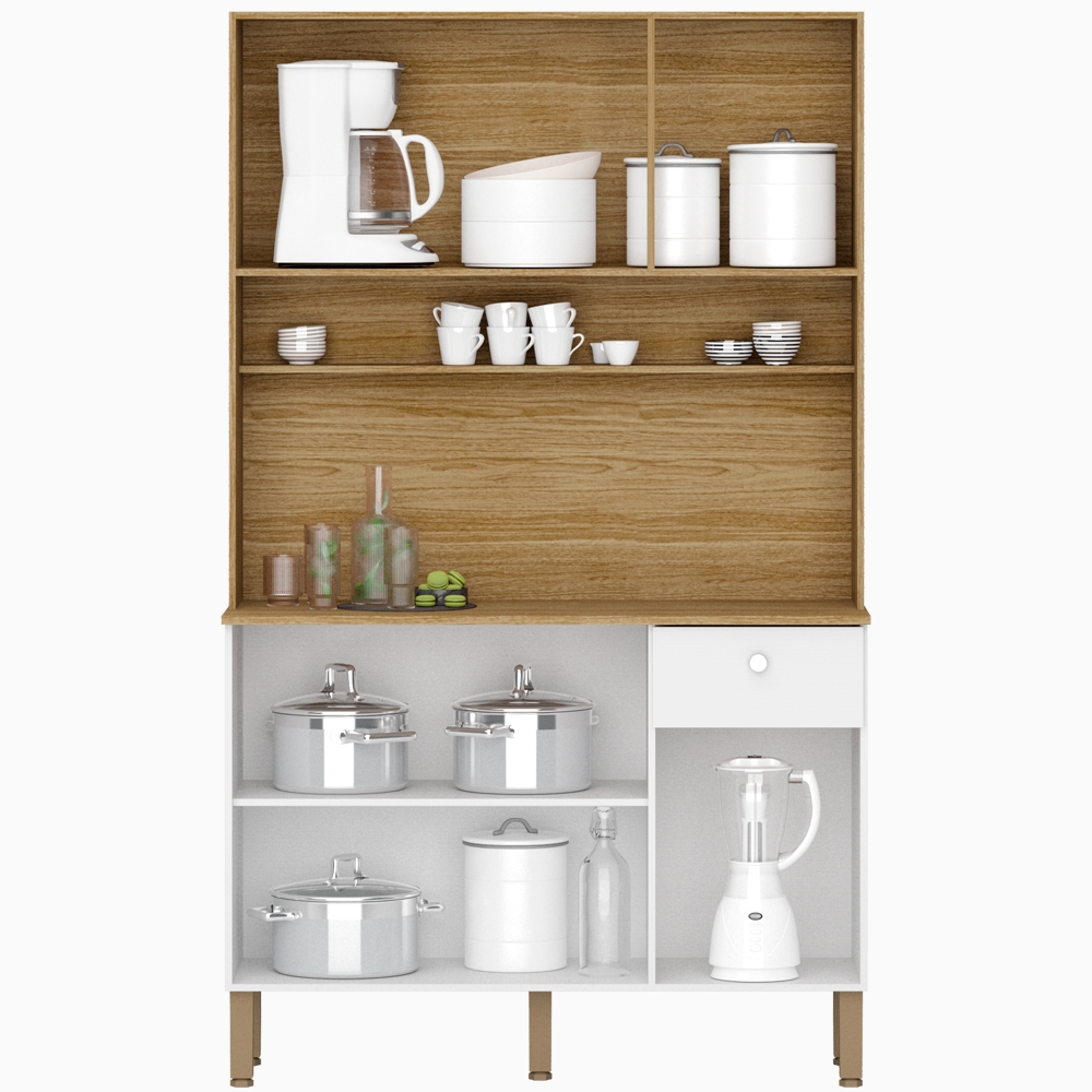 Kit Armario Cozinha 6 Portas 2491 Freijo Supremo Ripado KTP