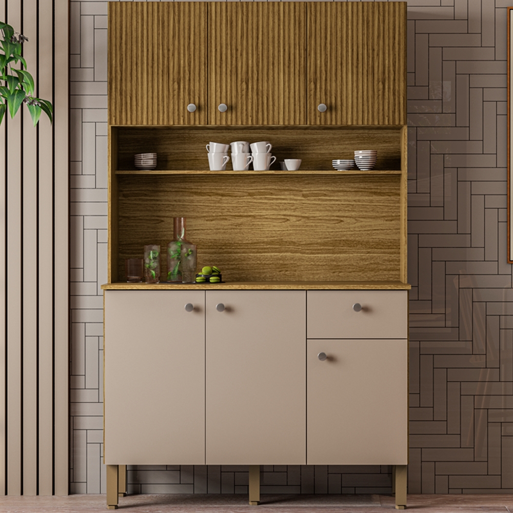 Kit Armario Cozinha 6 Portas 2491 Freijo Vanilla Ripado KTP