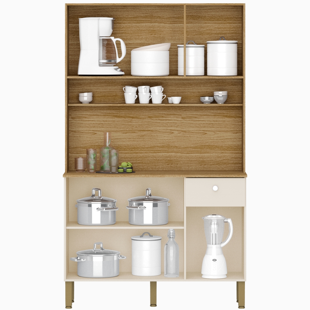Kit Armario Cozinha 6 Portas 2491 Freijo Vanilla Ripado KTP