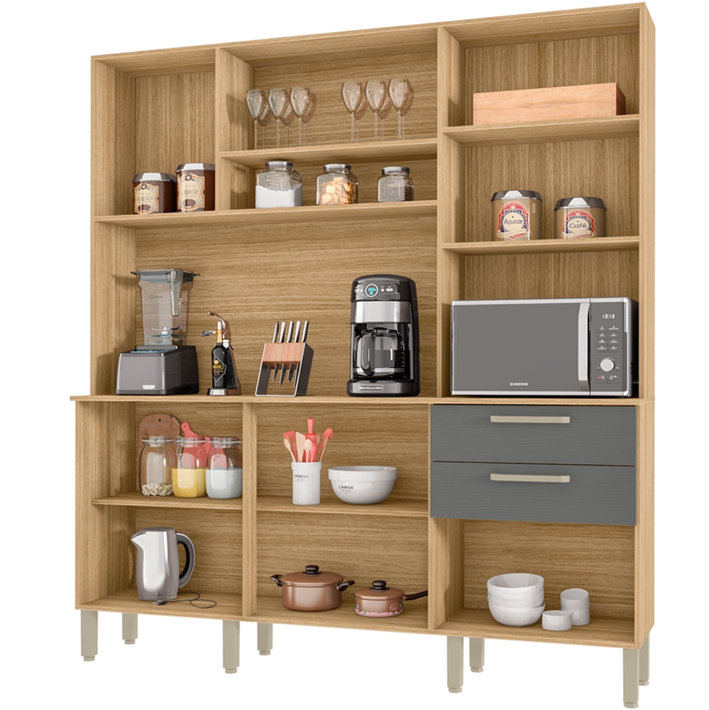 Kit Armario Cozinha 6 Portas 2919 Freijo Gris KTP