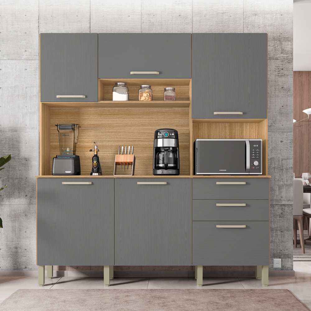 Kit Armario Cozinha 6 Portas 2919 Freijo Gris KTP