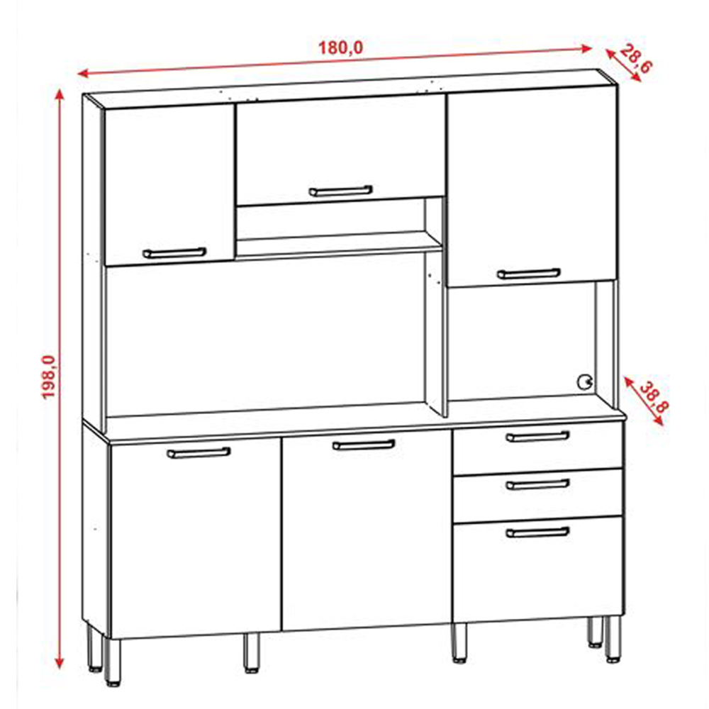 Kit Armario Cozinha 6 Portas 2919 Freijo Soft KTP