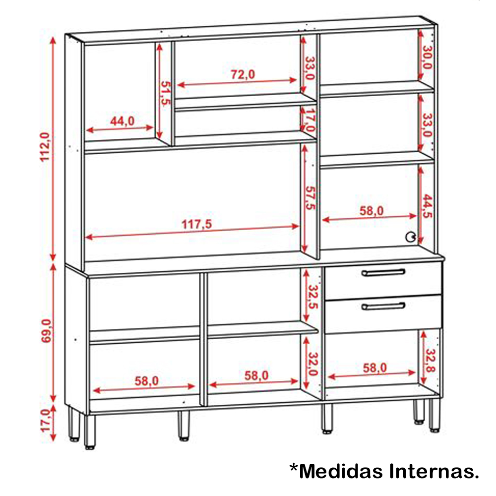 Kit Armario Cozinha 6 Portas 2919 Freijo Soft KTP