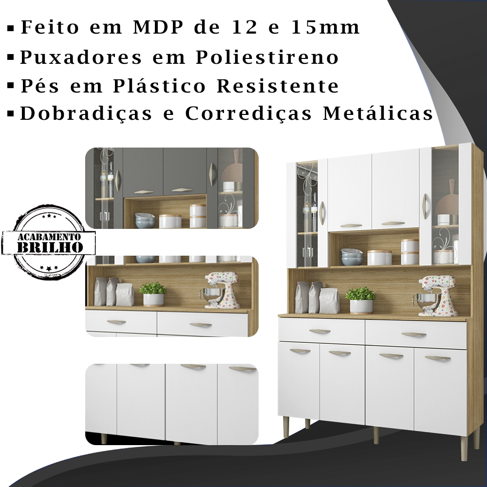 Kit Armario Cozinha 8 Portas 197GD Freijo Supremo KTP