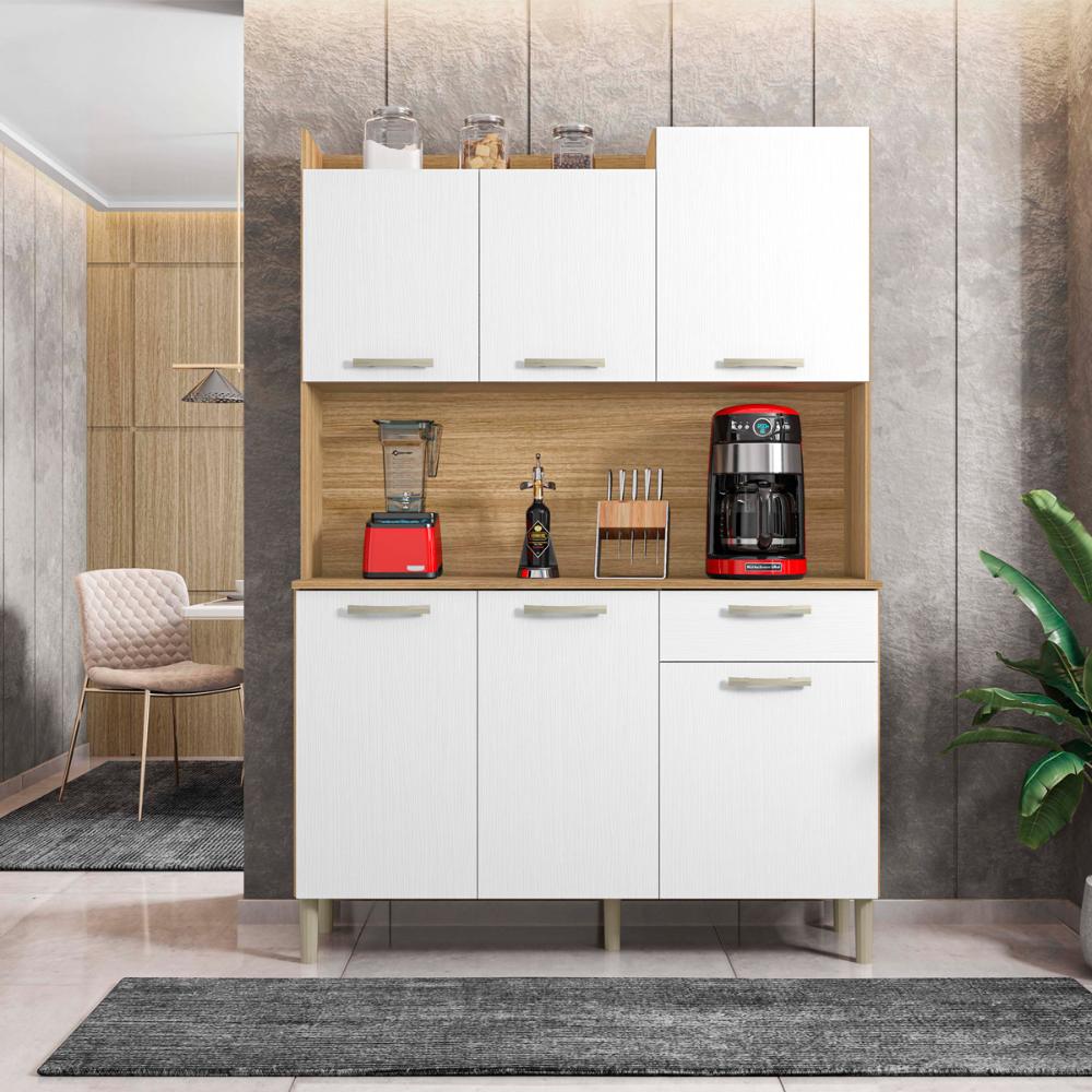 Kit Cozinha 6 Portas e 1 Gaveta Freijó Supremo Genova Kits Paraná