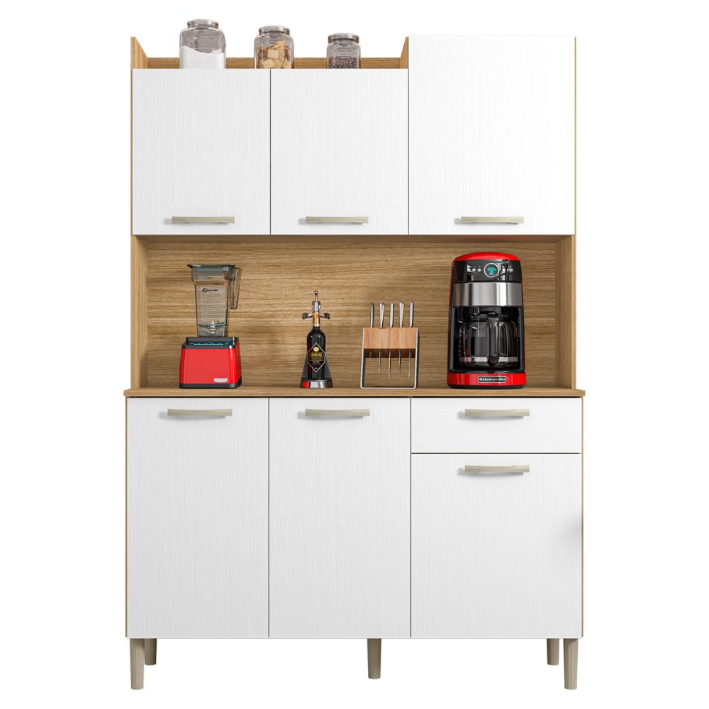 Kit Cozinha 6 Portas e 1 Gaveta Freijó Supremo Genova Kits Paraná