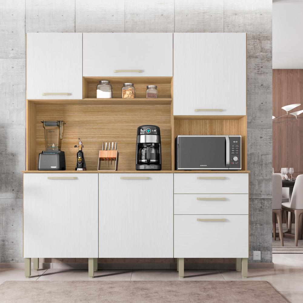 Kit Cozinha 6 Portas e 2 Gavetas Freijó Supremo Ferrara Kits Paraná