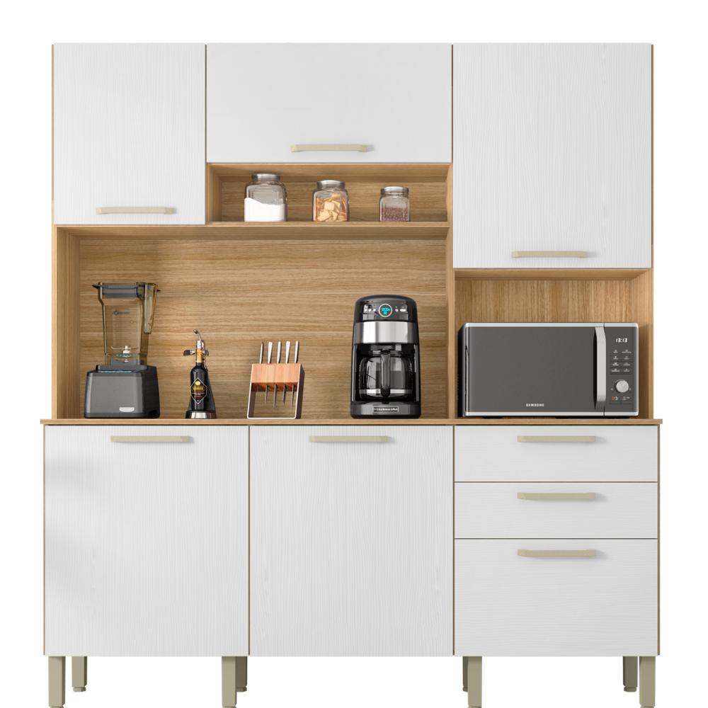Kit Cozinha 6 Portas e 2 Gavetas Freijó Supremo Ferrara Kits Paraná