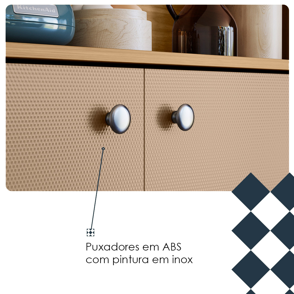 Kit Cozinha 6P 1G 111 cm Style Freijo Vanilla Cp Ripado Freijo KTP