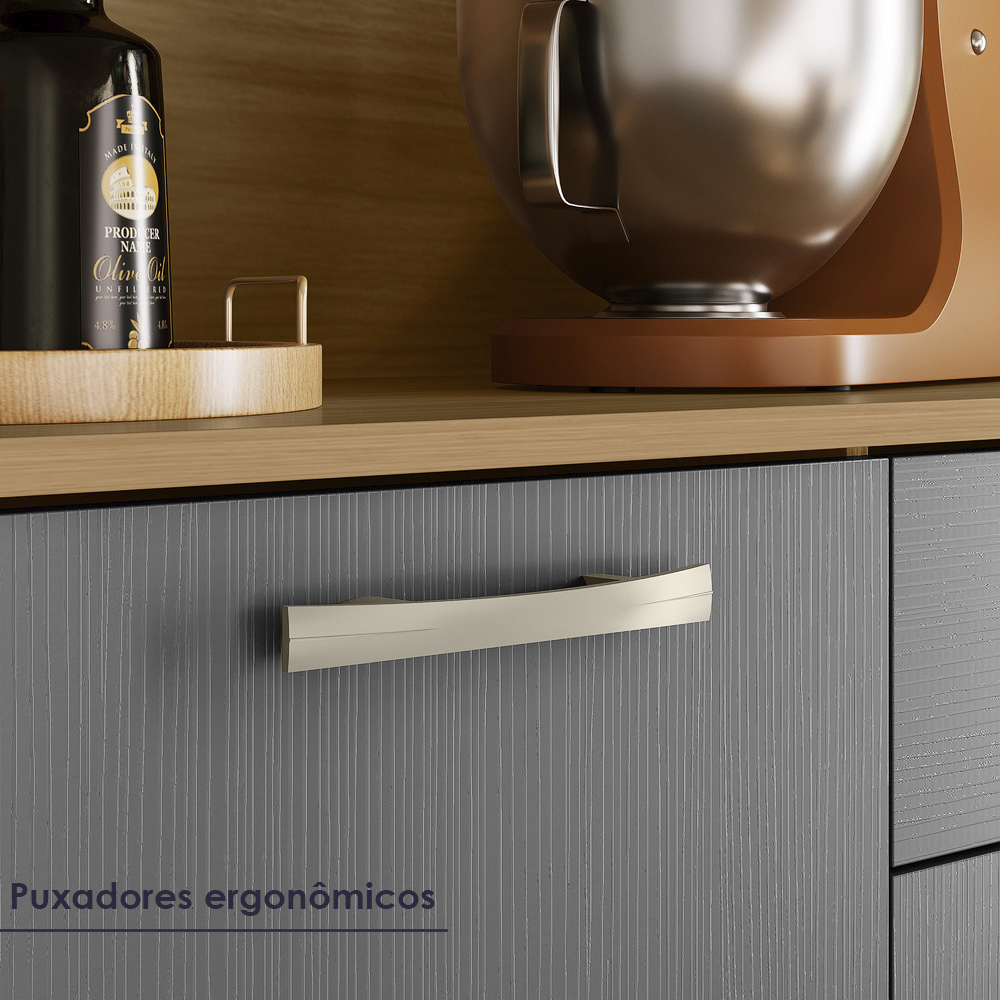 Kit Cozinha 6P 1G 122 cm Genova Freijo Gris KTP