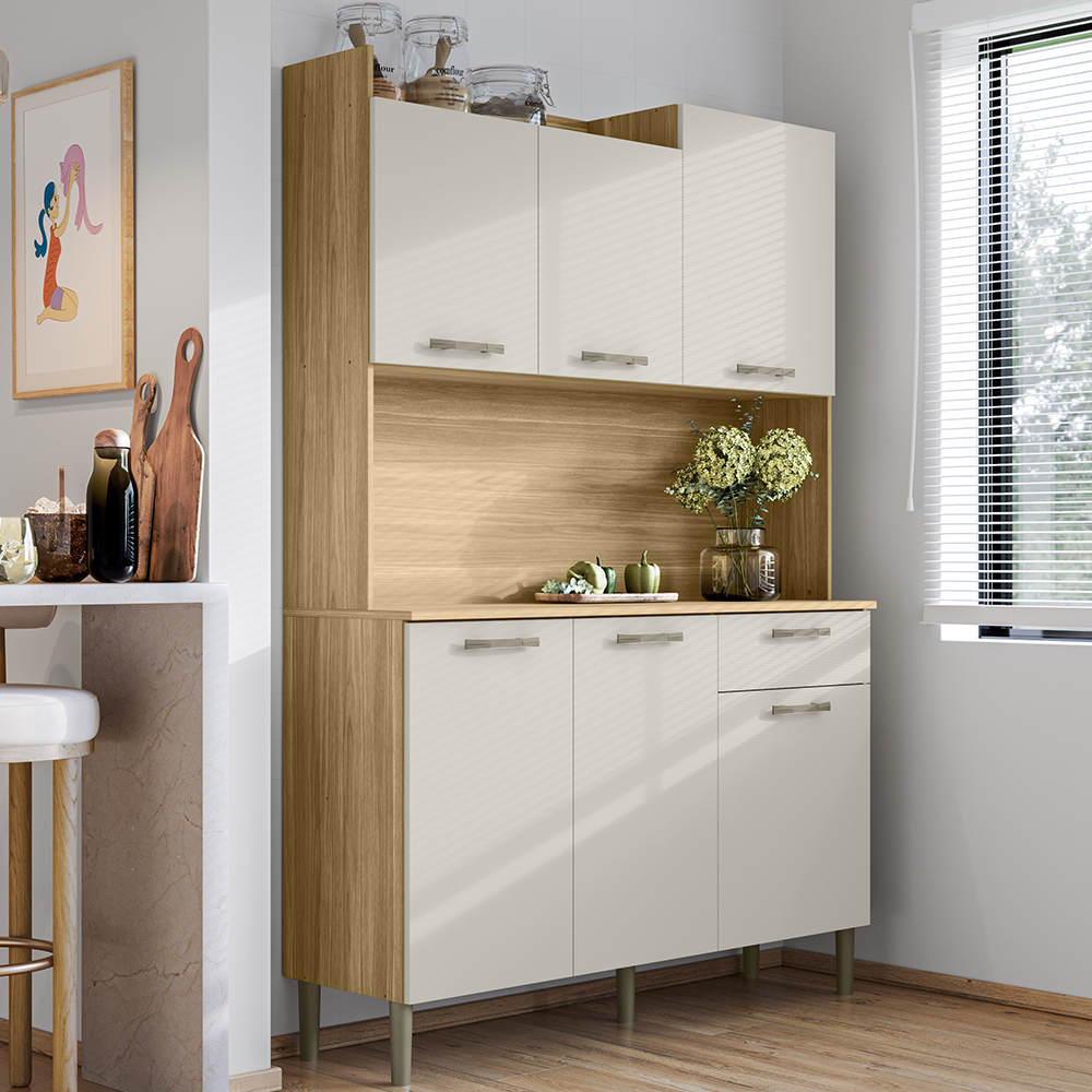 Kit Cozinha 6P 1G 122 cm Genova Freijo Soft KTP