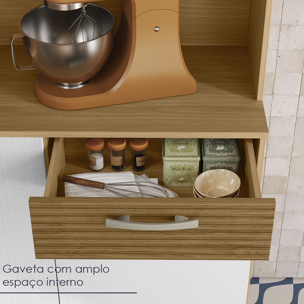 Kit Cozinha 6P 1G 122 cm Genova Freijo Supremo Cp Ripado Freijo KTP