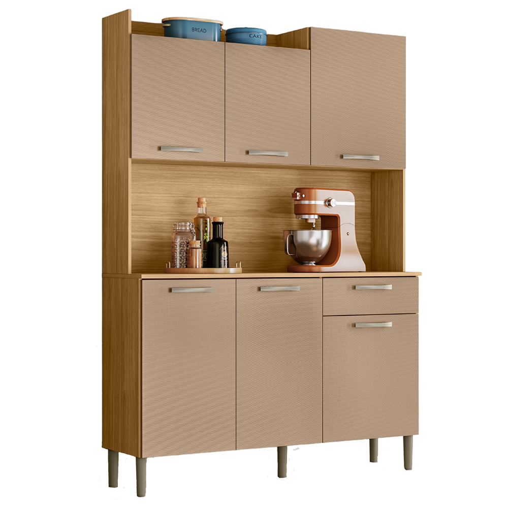 Kit Cozinha 6P 1G 122 cm Genova Freijo Vanilla KTP