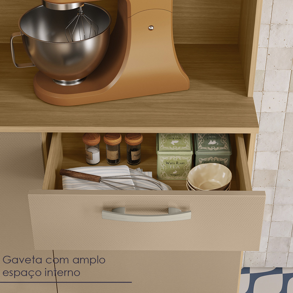 Kit Cozinha 6P 1G 122 cm Genova Freijo Vanilla KTP