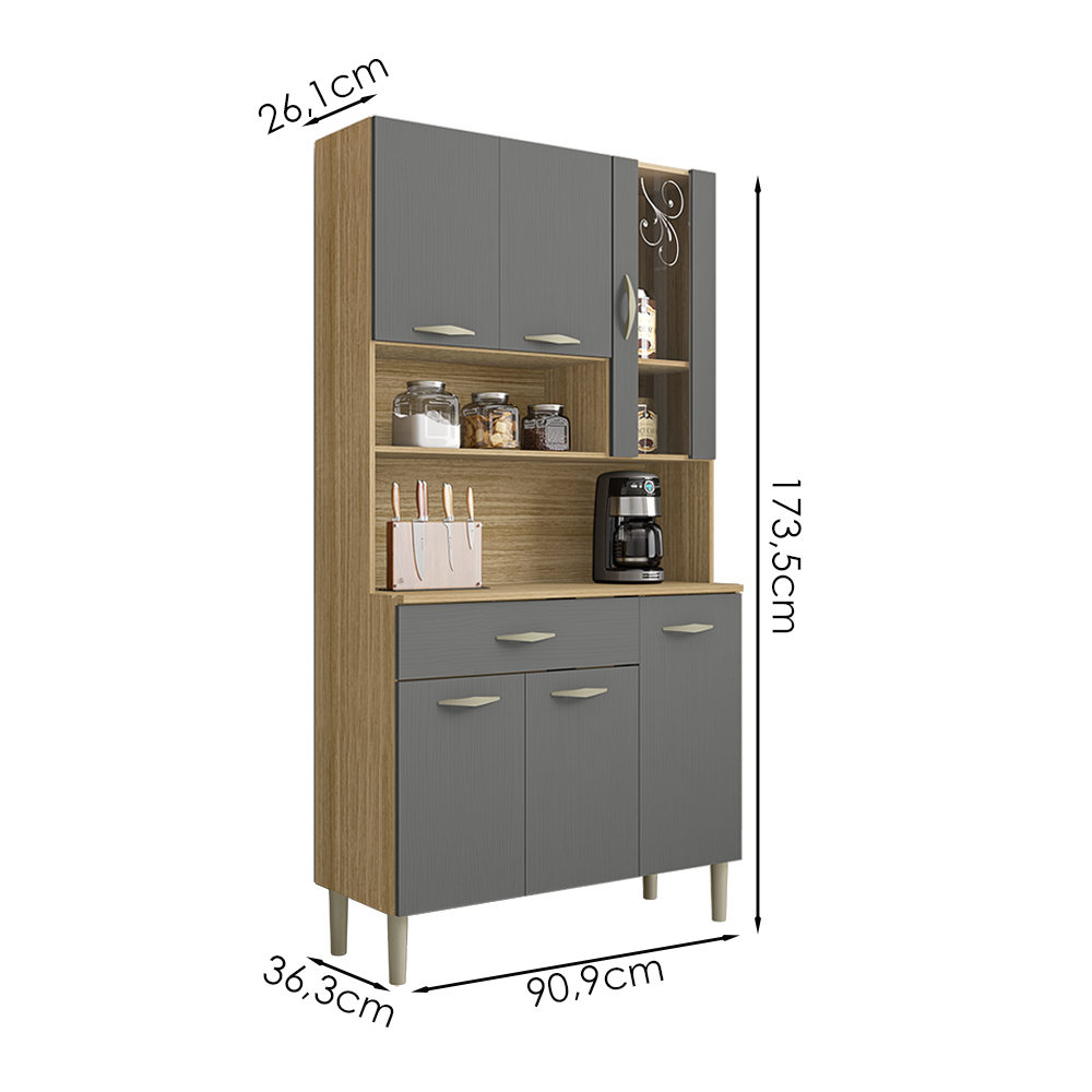 Kit Cozinha 6P 1G 91 cm Golden Freijo Gris KTP